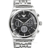  Shop Authentic Emporio Armani Franco Black Dial Silver Steel Strap Watch For Men - AR0373 - Luxxuri