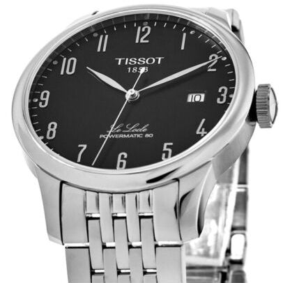 Tissot Le Locle Powermatic 80 Black Dial Silver Steel Strap Watch For Men - T006.407.11.052.00