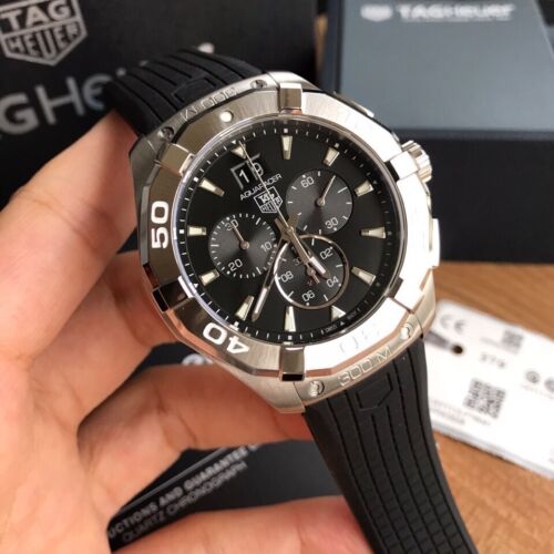 Tag Heuer Aquaracer Chronograph Black Dial Black Rubber Strap Watch for Men - CAY1110.FT6041