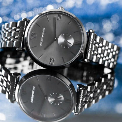  Shop Authentic Emporio Armani Gianni T Bar Analog Black Dial Black Steel Strap Watch For Men - AR11299 - Luxxuri