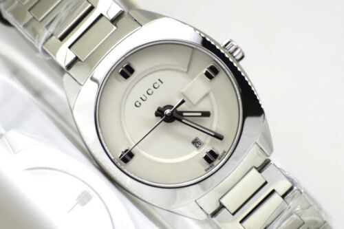  Shop Authentic Gucci GG2570 White Dial Silver Steel Strap Watch For Women - YA142502 - Luxxuri