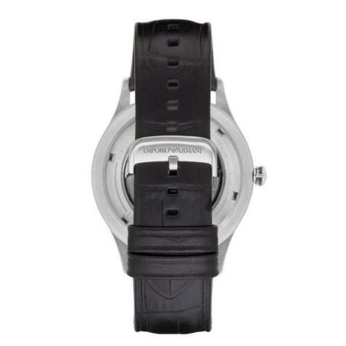  Shop Authentic Emporio Armani Meccanico Silver Skeleton Dial Black Leather Strap Watch For Men - AR2072 - Luxxuri