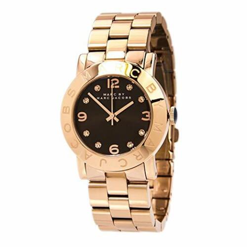 Marc Jacobs Amy Brown Dial Rose Gold Steel Strap Watch for Women - MBM3167
