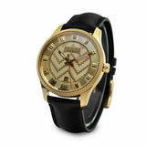  Shop Authentic Gucci Eryx Automatic Chevron Gold Dial Black Leather Strap Watch For Men - YA126340 - Luxxuri