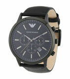  Shop Authentic Emporio Armani Sportivo Chronograph Black Dial Black Leather Strap Watch For Men - AR2461 - Luxxuri