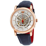  Shop Authentic Emporio Armani Meccanico Silver Dial Blue Leather Strap Watch For Men - AR60009 - Luxxuri