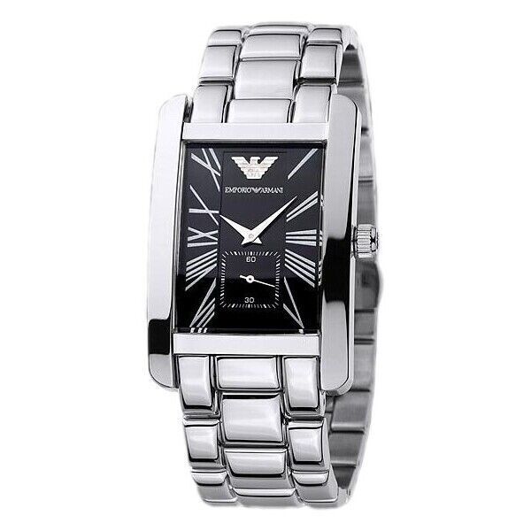  Shop Authentic Emporio Armani Classic Black Dial Silver Stainless Steel Strap Watch For Men - AR0156 - Luxxuri
