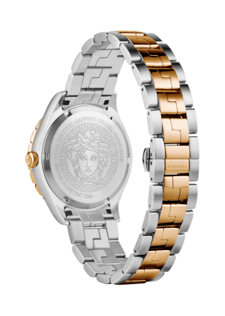  Shop Authentic Versace Hellenyium GMT Black Dial Two Tone Steel Strap Watch for Men - V11040015 - Luxxuri