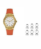  Shop Authentic Guess Jet Setter Golden Dial Orange Rubber Watch For Women - W0564L2 - Luxxuri
