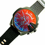  Shop Authentic Diesel Mega Chief Black Dial Black Leather Strap Watch For Men - DZ4323 - Luxxuri