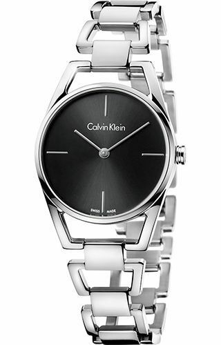  Shop Authentic Calvin Klein Dainty Black Dial Silver Steel Strap Watch for Women - K7L23141 - Luxxuri