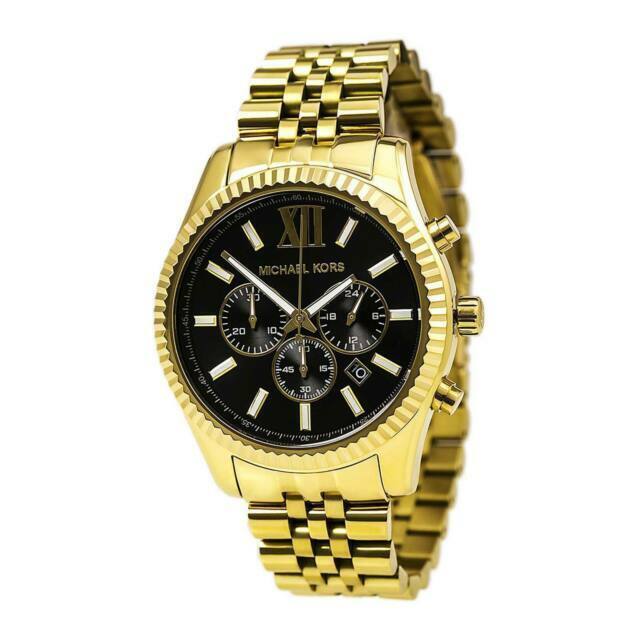  Shop Authentic Michael Kors Lexington Chronograph Black Dial Gold Steel Strap Watch for Men - MK8286 - Luxxuri