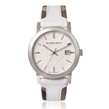  Shop Authentic Burberry The City Silver Dial White Leather Strap Watch for Women - BU9019 - Luxxuri