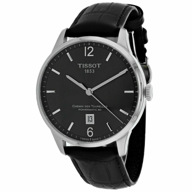  Shop Authentic Tissot Chemin Des Tourelles Powermatic 80 Black Dial Black Leather Strap Watch For Men - T099.407.16.447.00 - Luxxuri