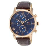  Shop Authentic Tommy Hilfiger Kane Chronograph Blue Dial Brown Leather Strap Watch for Men - 1791399 - Luxxuri