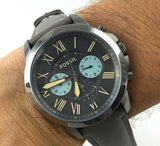  Shop Authentic Fossil Grant Chronograph Gunmetal Grey Dial Grey Leather Strap Watch for Men - FS5183 - Luxxuri