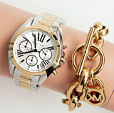 Shop Authentic Michael Kors Bradshaw Chronograph Silver Dial Two Tone Steel Strap Watch For Women - MK5912 - Luxxuri