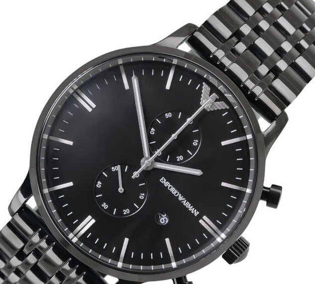  Shop Authentic Emporio Armani Chronograph Black Dial Black Steel Strap Watch For Men - AR1934 - Luxxuri