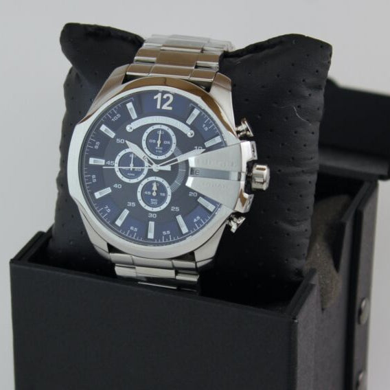  Shop Authentic Diesel Mega Chief Chronograph Blue Dial Silver Steel Strap Watch For Men - DZ4417 - Luxxuri