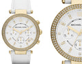  Shop Authentic Michael Kors Parker White Dial with Diamonds White Leather Strap Watch for Women - MK2290 - Luxxuri