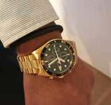  Shop Authentic Emporio Armani Chronograph Black Dial Gold Steel Strap Watch For Men - AR5857 - Luxxuri