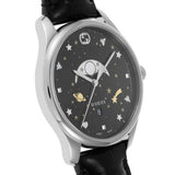  Shop Authentic Gucci G-Timeless Moonphase Black Dial Black Leather Strap Watch For Men - YA126327 - Luxxuri