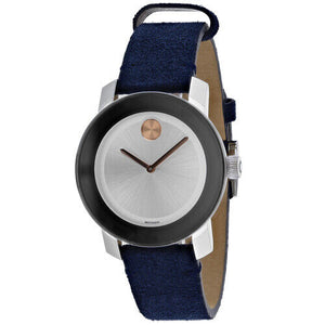  Shop Authentic Movado Bold Silver Dial Blue Leather Strap Watch for Women - 3600446 - Luxxuri