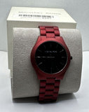  Shop Authentic Michael Kors Slim Runway Quartz Black Dial Red Steel Strap Watch for Men - MK8712 - Luxxuri