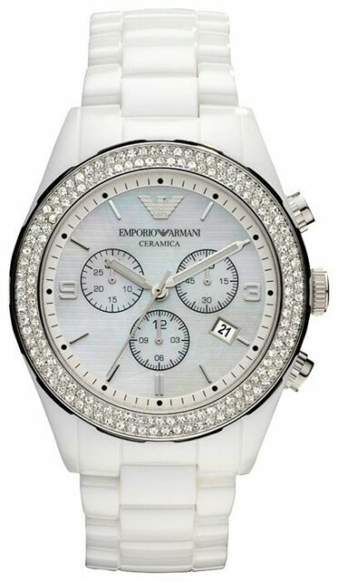  Shop Authentic Emporio Armani Ceramica Chronograph White Dial White Ceramic Strap Watch For Women - AR1456 - Luxxuri