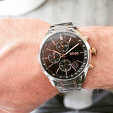  Shop Authentic Hugo Boss Grand Prix Black Dial Two Tone Steel Strap Watch for Men - 1513473 - Luxxuri