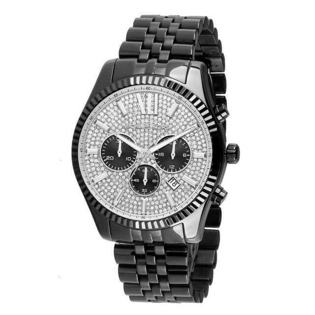  Shop Authentic Michael Kors Lexington Chronograph Crystals Silver Dial Black Steel Strap Watch for Men - MK8605 - Luxxuri