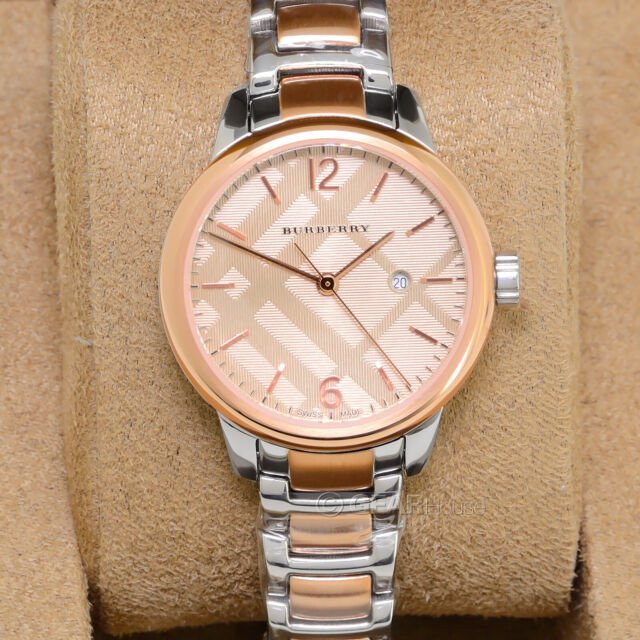  Shop Authentic Burberry The Classic Rose Gold Dial Two Tone Steel Strap Watch for Women - BU10117 - Luxxuri