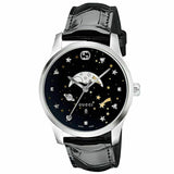  Shop Authentic Gucci G-Timeless Moonphase Black Dial Black Leather Strap Watch For Men - YA126327 - Luxxuri