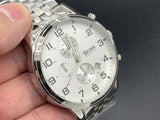  Shop Authentic Hugo Boss Aeroliner Chronograph Quartz White Dial Silver Steel Strap Watch For Men - HB1512445 - Luxxuri