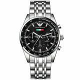  Shop Authentic Emporio Armani Sportivo Chronograph Black Dial Silver Steel Strap Watch For Men - AR5984 - Luxxuri