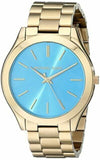  Shop Authentic Michael Kors Slim Runway Blue Dial Gold Steel Strap Watch for Women - MK3265 - Luxxuri