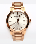 Burberry The City White Dial Rose Gold Steel Strap Watch for Women - BU9004
