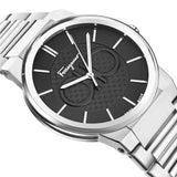  Shop Authentic Salvatore Ferragamo Sapphire Bracelet Black Dial Silver Steel Strap Watch For Men - SFHP01124 - Luxxuri