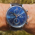  Shop Authentic IWC Portofino Chronograph Blue Dial Black Leather Strap Watch for Men - IW391036 - Luxxuri