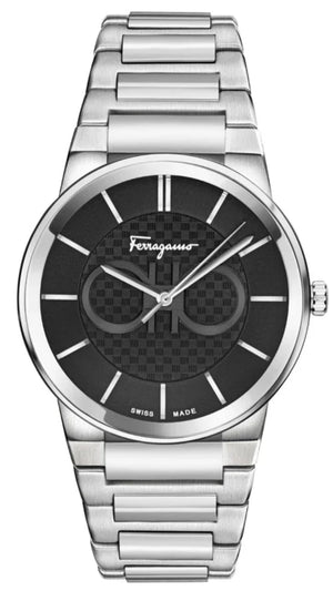  Shop Authentic Salvatore Ferragamo Sapphire Bracelet Black Dial Silver Steel Strap Watch For Men - SFHP01124 - Luxxuri