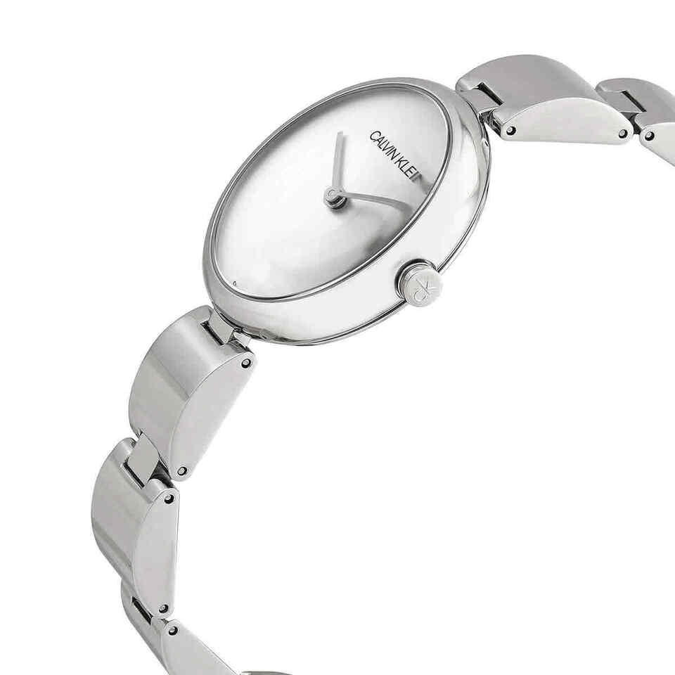  Shop Authentic Calvin Klein Wavy Silver Dial Silver Steel Strap Watch for Women - K9U23146 - Luxxuri