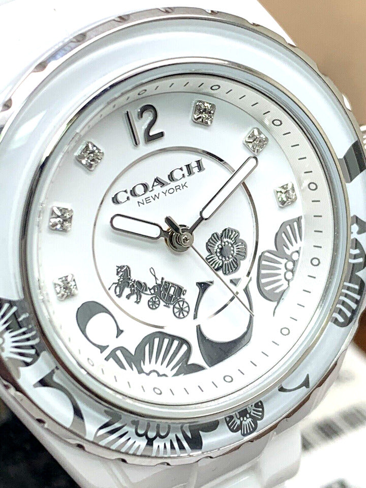 Coach Preston White Dial White Steel Strap Watch for Women - 14503464