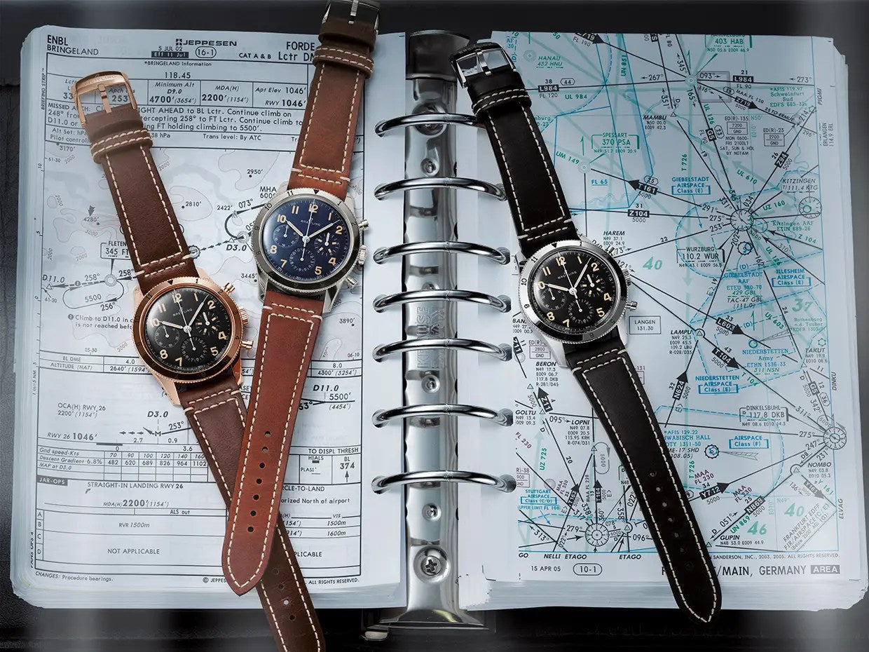  Shop Authentic Breitling Avi 1953 Edition Black Dial Brown Leather Strap Watch for Men - RB0920131B1X1 - Luxxuri