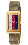  Shop Authentic Gucci G-Frame Mother of Pearl Dial Yellow Gold Mesh Bracelet Watch For Women - YA147410 - Luxxuri