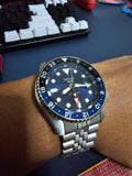 Seiko 5 Sports GMT SKX Automatic Blueberry Dial Silver Steel Strap Watch For Men - SSK003K1