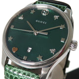  Shop Authentic Gucci G-Timeless Green Mother of Pearl Dial Green Leather Strap Watch For Women - YA126585 - Luxxuri