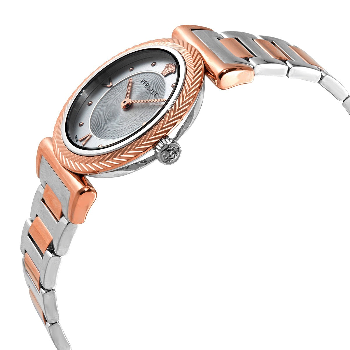  Shop Authentic Versace V-Motif Silver Dial Two Tone Steel Strap Watch for Women - VERE00718 - Luxxuri