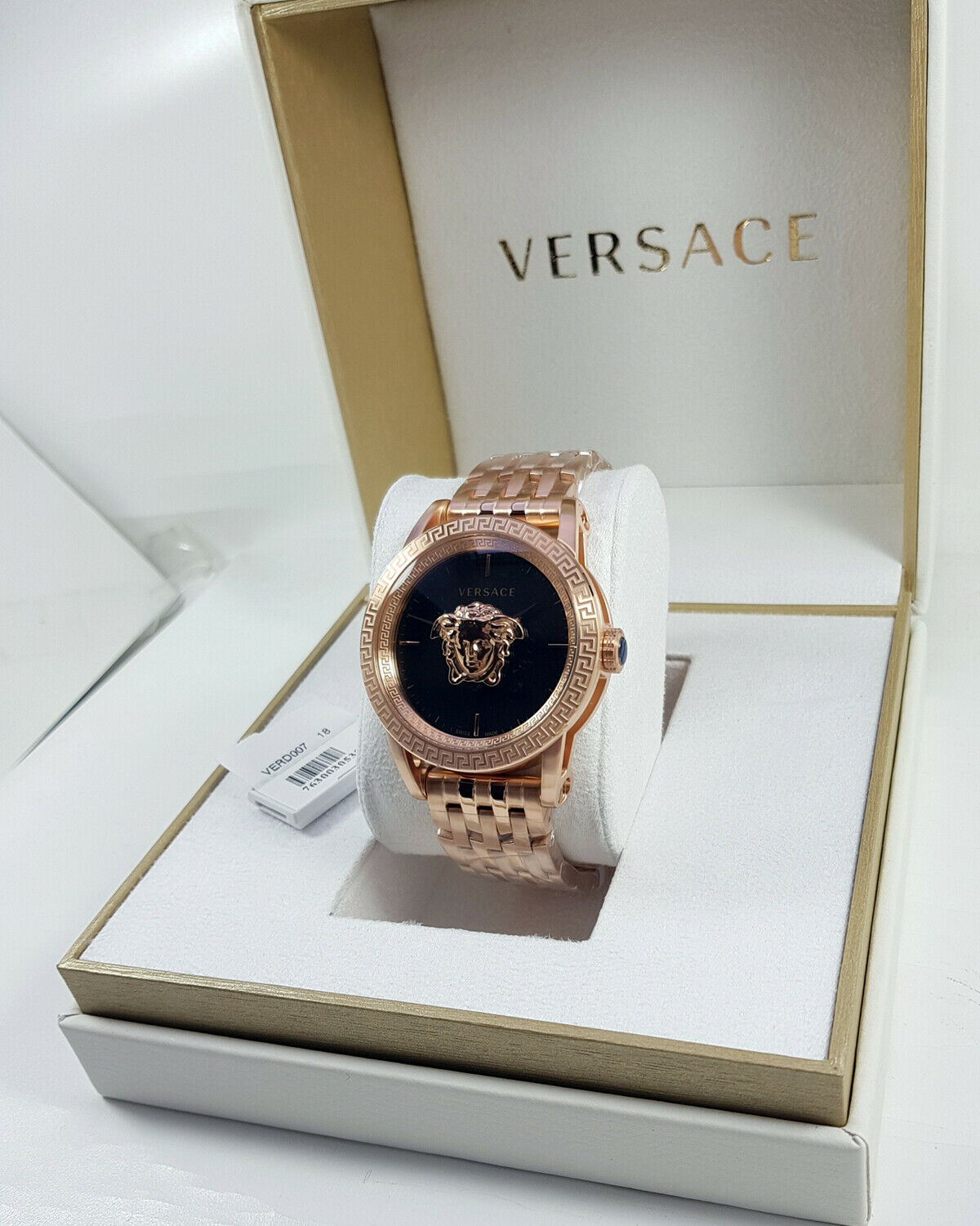  Shop Authentic Versace Palazzo Empire Black Dial Rose Gold Steel Strap Watch for Men - VERD00718 - Luxxuri