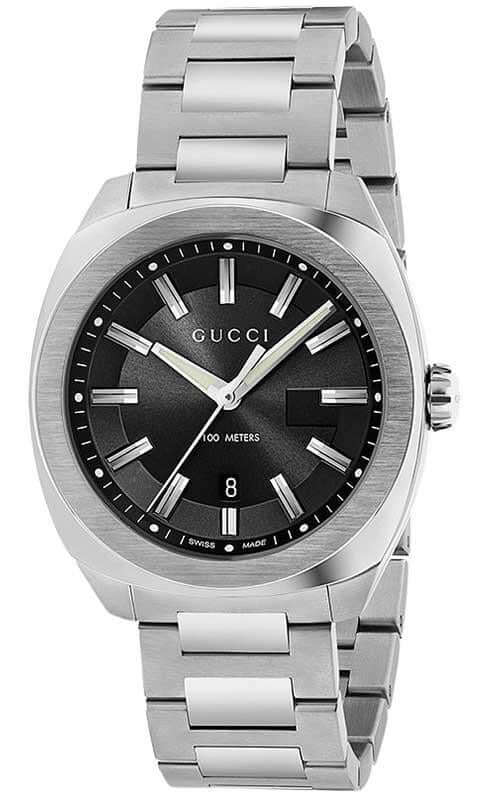  Shop Authentic Gucci GG2570 Quartz Black Dial Silver Steel Strap Watch For Men - YA142301 - Luxxuri