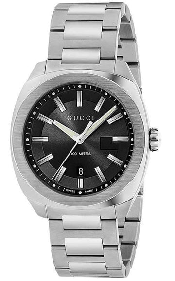  Shop Authentic Gucci GG2570 Quartz Black Dial Silver Steel Strap Watch For Men - YA142301 - Luxxuri